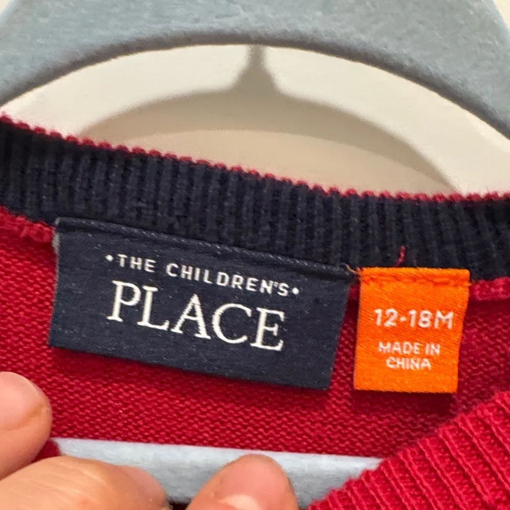 The Children's Place Classic Holiday Red Knit Crew Neck Sweater Baby 12-18 month